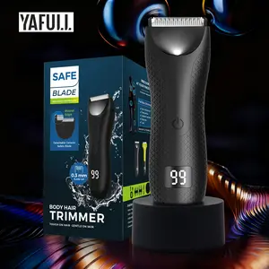Showerproof Body & Manscaping Trimmer, Epilator Hair Remover, Electric Body and Intimate Hair Groomer, Cordless Groin Hair Clipper, Intimate Pubic Trimmer, Replaceable Ceramic Blade Heads, Waterproof Body Ball Trimmer & Shaver for Men, Gifts for Him