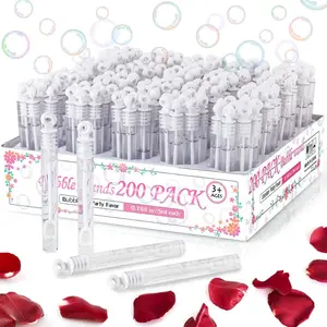 200 Pack Mini Bubble Wands, White Bubble Stick Bulk for Wedding Supplies, Anniversaries, Valentine's Day Gift, Celebrations, Wedding Send Off, Party Favor for Couple, Guests,, Boy and Girl : Toys & Games