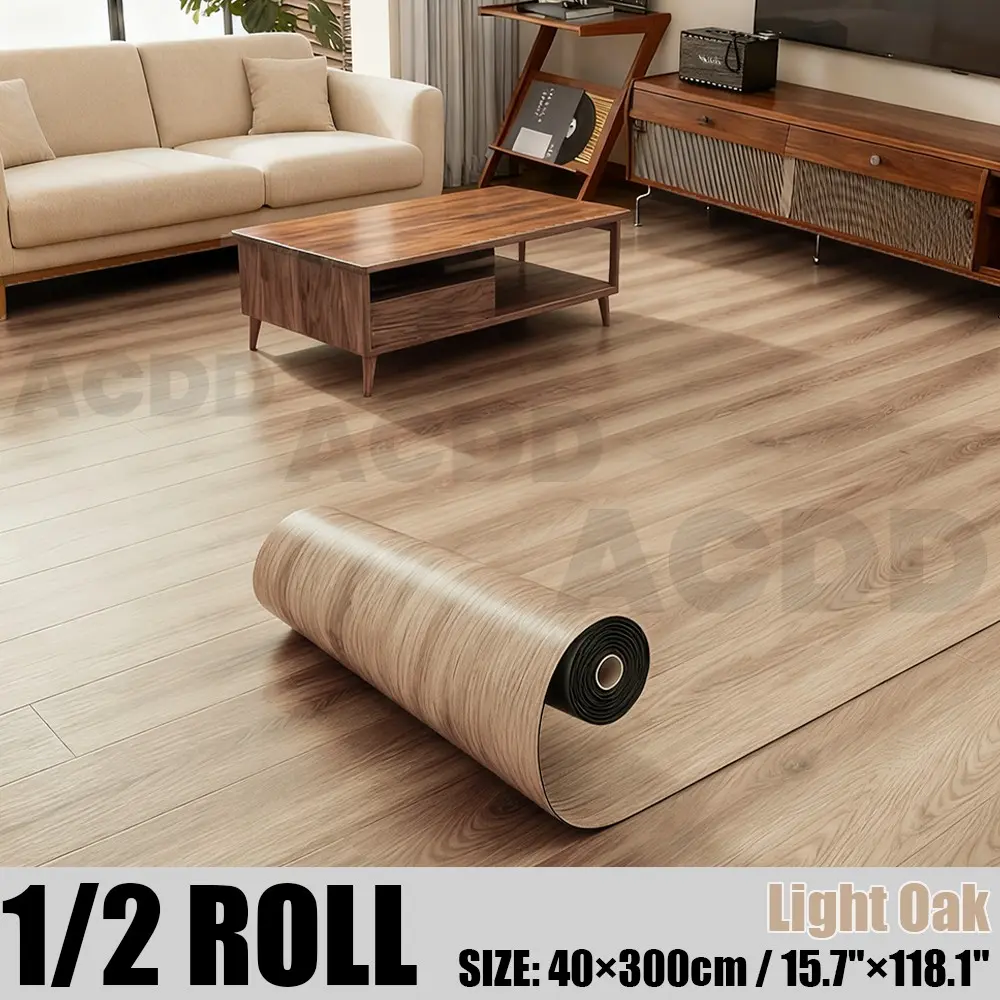 PVC Thickened Retro Wood Grain Pattern Flooring Roll, Self-Adhesive Coating, Easy Peel & Stick Installation, Wear Resistant Indoor Use, Home, Durable PVC Material, Peel And Stick Floor