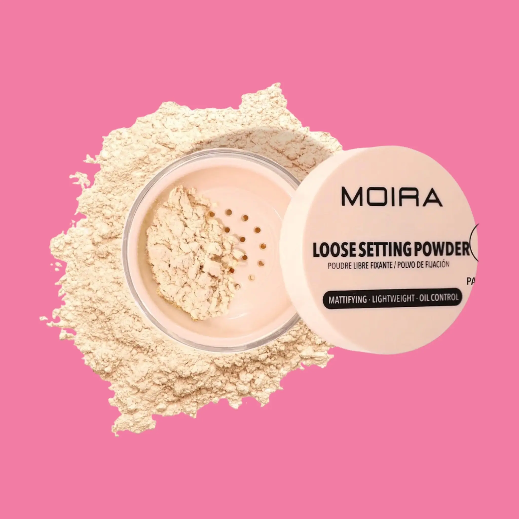 MOIRA Beauty Collagen+E Talc-Free Loose Setting Powder - Makeup with Hydrating, Silky, Oil-Control, Blurring Formula, Cruelty-Free for All Skin Types, Pores Look Softer, Smooth, Radiant Finish (Includes Brush)