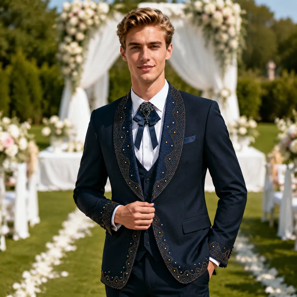 Men’s Rhinestone Suit – Luxury 3-Piece Slim Fit Outfit for Red Carpet, Party & Night Events