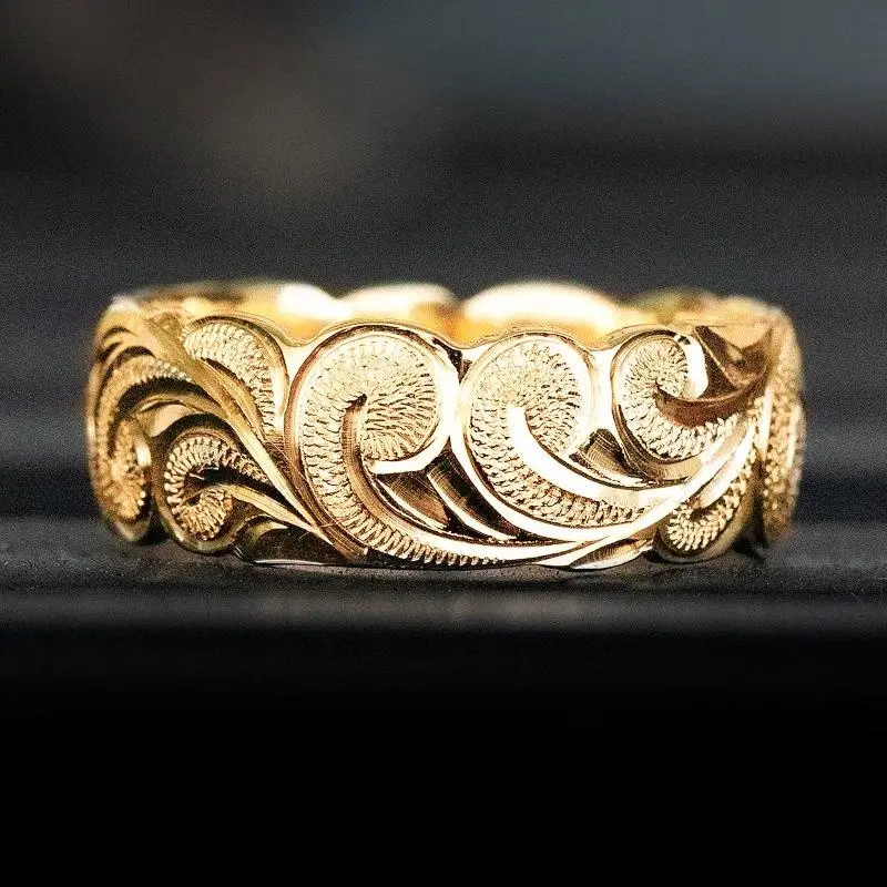1 Piece Trendy Men's Wide Band Ring - Luxury Embossed Rattan Design for Engagement, Wedding & Banquet - High-End Fashion Accessory Commitment Vintage Charm