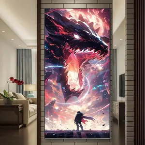 Godzilla Pattern DIY Diamond Arts Colorful Painting Kit without Frame, 5D Diamond Arts Colorful Painting Kit, Wall Art Decor for Home Living Room Bedroom
