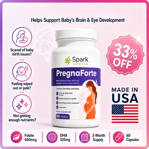 Spark Nutrition Pregnaforte Best Prenatal Vitamins - 1 a Day Multivitamin 2 Month Supply with Folic Acid Omega-3 DHA EPA Iron Choline Non-GMO Gluten-Free Organic Multimineral Supplement Supports Fetal Development Pregnancy Health TTC Postpartum