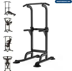 Power Tower Pull Up Station - Adjustable Height 65-82.7 Inch Multi-Function Home Gym Equipment for Pull Ups, Dips, Push Ups, Leg Raises & Core Training, 330 LBS Capacity