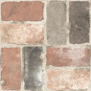 212 MAIN Harvard Brick Peel & Stick Self Adhesive Vinyl Floor Tiles, Red Decorative Flooring for Bathroom
