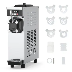 【GARVEE】Commercial Soft Serve Ice Cream Maker 1200W - NSF-Certified Dual 7L Hopper, 5.8Gal/H Output for Restaurants, Food Trucks, Cafes & Parties (Sleek White, Easy-Clean)