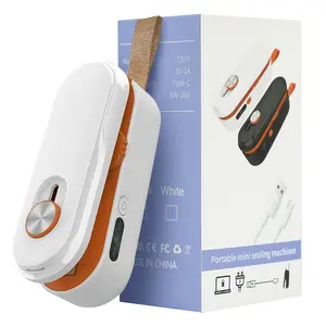 2-in-1 mini sealing machine with blade, rechargeable heat sealer, three modes (light/medium/heavy), portable snack sealing machine.