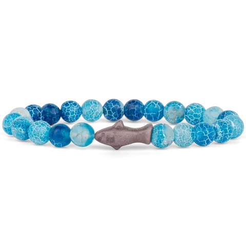 Unisex Natural Stones Bead Sea Charm Bracelet - Casual Fashion Accessory for Ocean Lovers, Dive Gear, Supports Wildlife Conservation, Choking Hazard-Small Parts Note