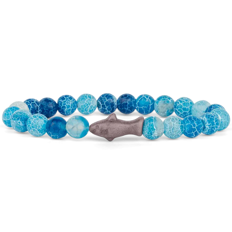 Unisex Natural Stones Bead Sea Charm Bracelet - Casual Fashion Accessory for Ocean Lovers, Dive Gear, Supports Wildlife Conservation, Choking Hazard-Small Parts Note