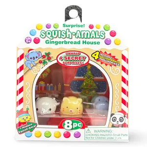 Squish-amals Gingerbread House Playset with 4 Plush Characters & 4 Surprises Ages 3+