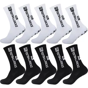 Unisex Knee-Length Plain Crew Socks - 5/10 Pairs Elastic Edge Grip Athletic Socks with Shock Absorption, Anti-Slip for Activewear, Sportswear, Professional Sports & Hiking
