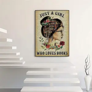 Girl & Book Pattern DIY Diamond Arts Colorful Painting Kit without Frame, DIY 5D Diamond Arts Colorful Painting Kit, Wall Art Decor for Home Living Room Bedroom