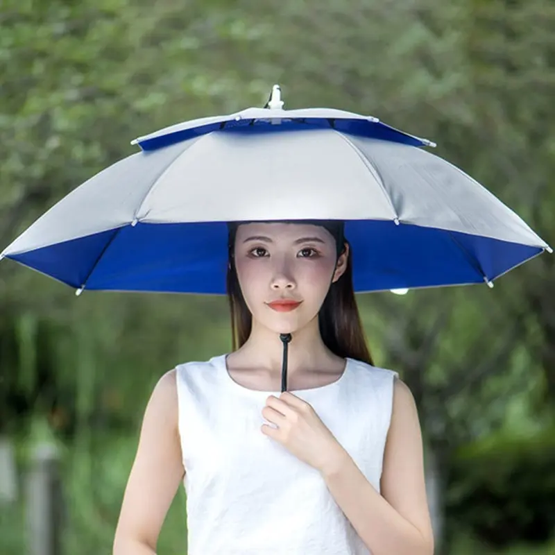 Double layered umbrella, fishing umbrella cap, head mounted umbrella, sun protection, tea picking, overhead umbrella cap, outdoor sunshade hat umbrella, Picnic Umbrella, Portable