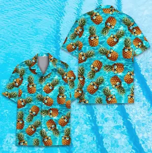 Funny Sunglasses Pineapple Hawaiian Shirt Men Women Youth, Cool Fruit Summer Shirt, Pool Party Short Sleeve Button Down Shirt