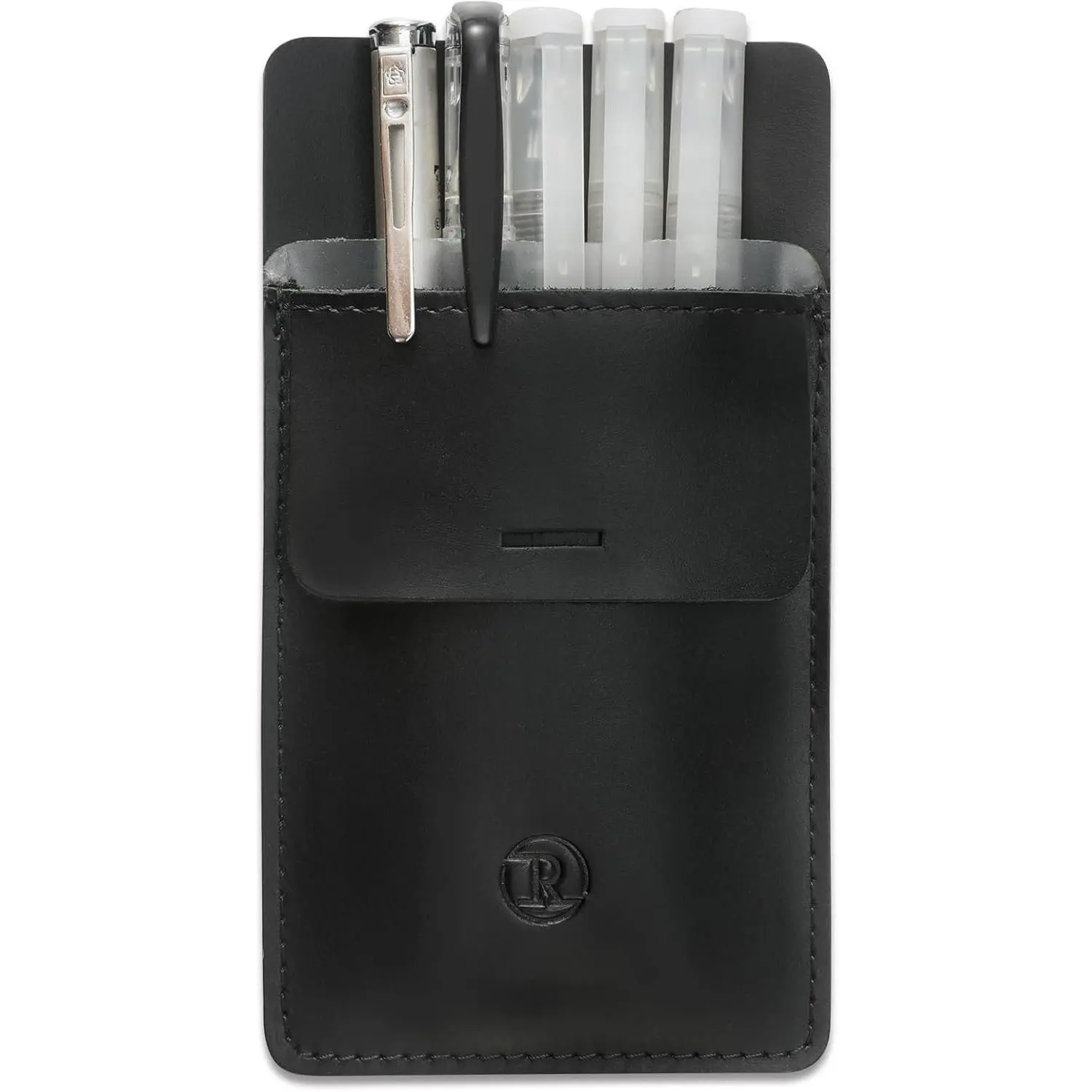 Pocket Protector for Men, Full Grain Leather Pen Protect Holder for Heavy Duty Shirts, Lab Coats, Holds Pens, Pointers, Cards, Hold 6 Pens, Pocket Protectors for Pens and Pencils