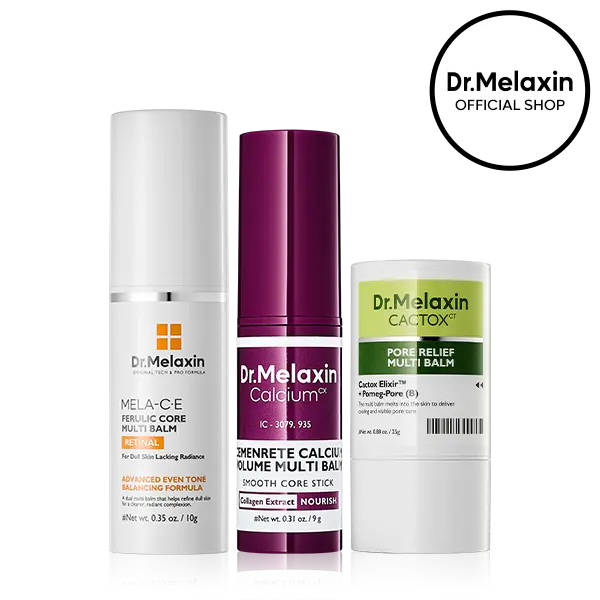 [Dr.Melaxin Official] Multi Balm Trio Set, Mela-C·E Ferulic+Calcium Volume+Cactox Pore Relief, Retinal, Collagen, Dark Spot Brightening, Wrinkle Firming, Pore Care Stick