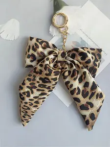 Leopard Print Bow Charms for Phone Cases, Cute Animal Pattern Accessory for Women & Girls, Vintage Style Keychain for Purses