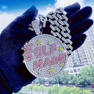 Iced Out Pendant Cuban Link Chain Trendy Star Self Made Letter Bling Cool Charm Hip Hop Fashion Jewelry for Men Women Party Style