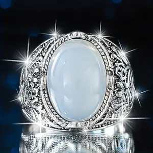 Vintage Ottoman Men’s Ring • 925 Sterling Silver • Handcarved Scrollwork • Oval CZ Stone • Bold Everyday Jewelry