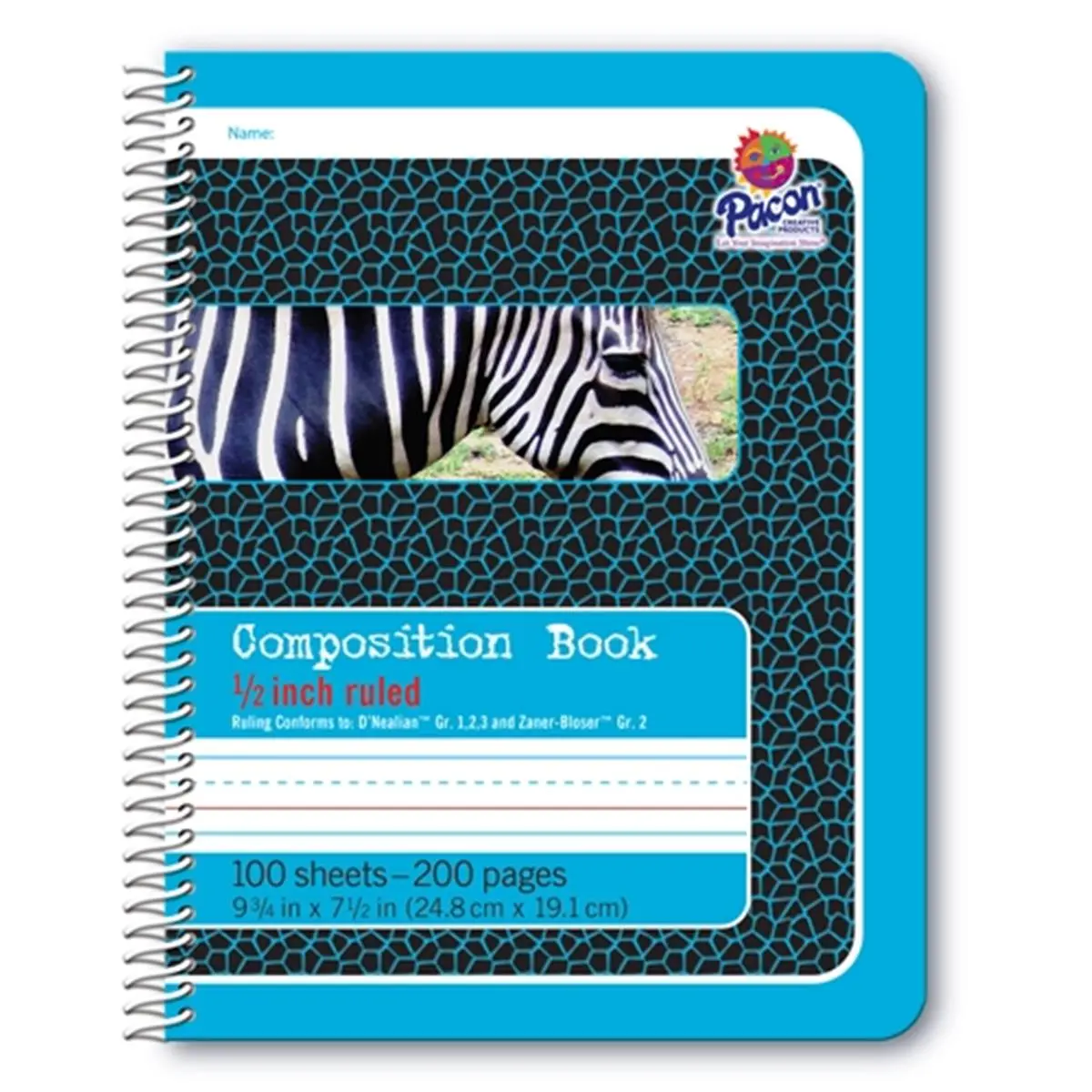 Pacon Primary Journal Composition Book - Spiral-Bound, Alphabet Printed Cover, 0.5 in. Ruled Lines, 4 1/8" Picture Story Space (Picture Space), 200 Pages, Handwriting Practice Aid to Encourage Creative Writing
