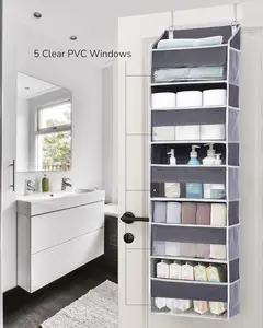 Over The Door Organizer Storage-5-Tier Hanging Organizer with 10 Large Pockets, Anti-Tilt Design, 44 lb Capacity for Bedroom, Bathroom, Baby Product Ptorage，Dormitory Storage，Back to School Must Have，2026 New Year's Gift Hangable Mesh