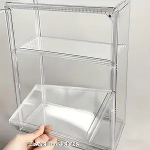 Large display box with detachable partitions, three-layer acrylic magnetic door - dustproof storage cabinet for action figure models