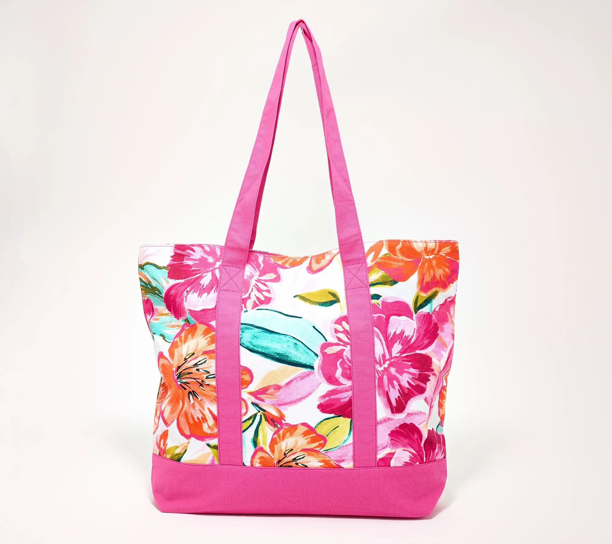 Denim & Co. Beach Printed Tote Bag with Snap Closure
