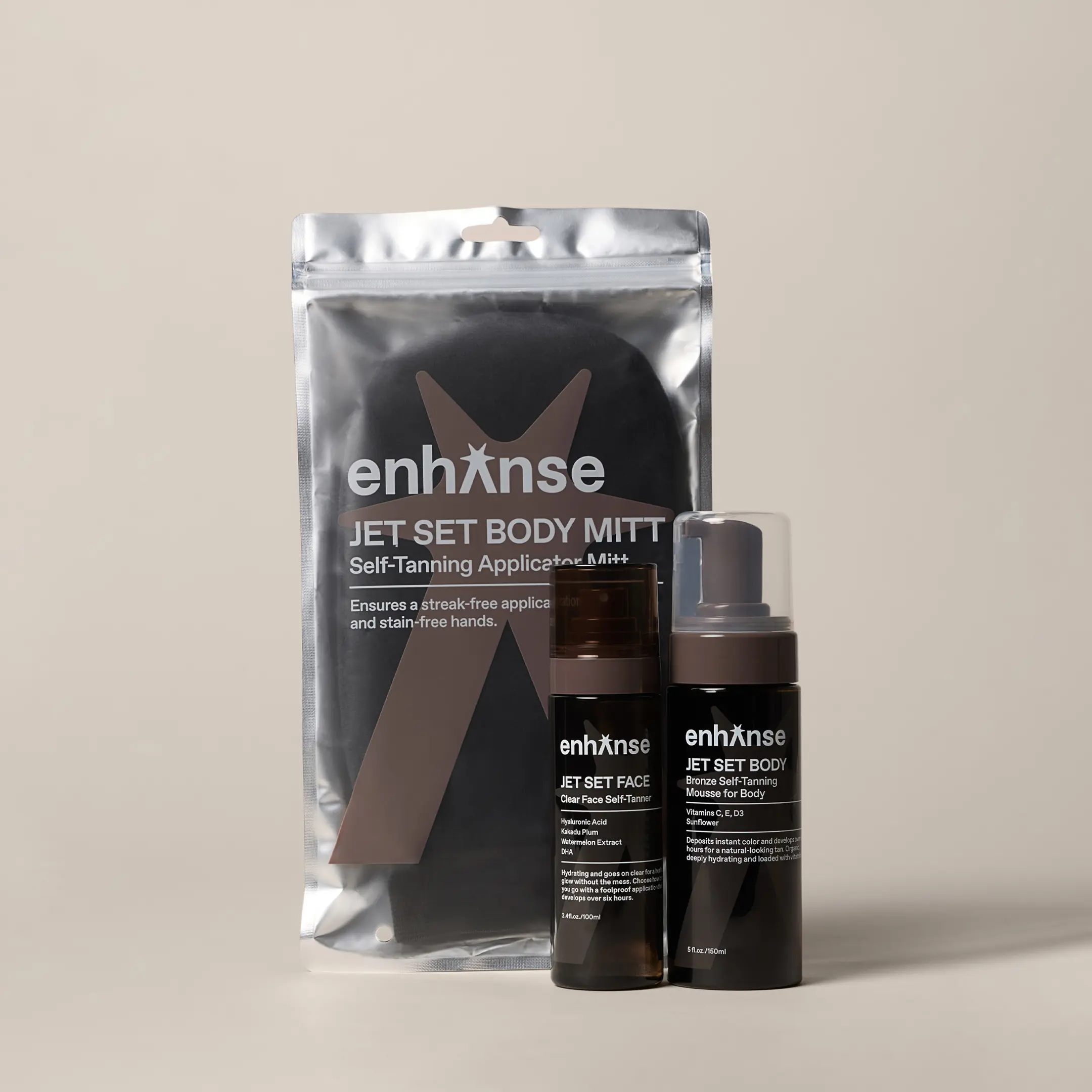 Enhanse Jet Set Self-Tanners - Tanning Spray for Men and Women, Organic Moisturizing Self Tanner, Instant Glow, Bronzed