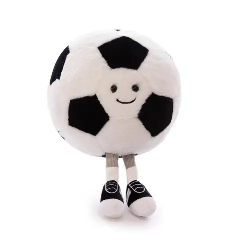 Ava Lalagaga 11in Soft Plush Mini Soccer Ball Toy - Sports Collectible, Cute Short Legs Stuffed Animal, 3.9in Feet Length, 9.8in Diameter, Multi-Use for Video Games, Kids Birthday Gift