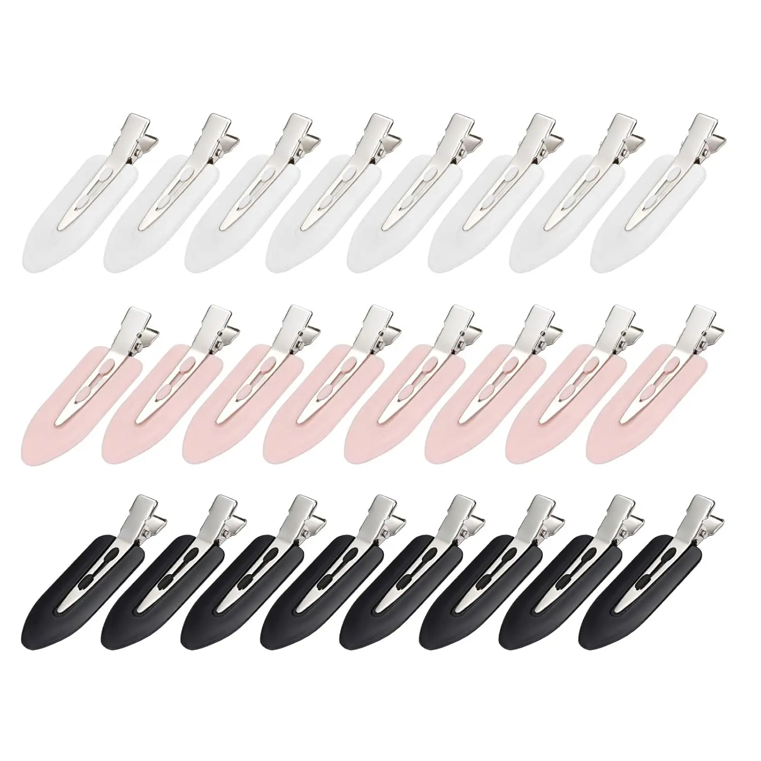 24 Pcs No Bend Hair Clips Pin Curl Creaseless Clips No Crease Hair Clip for Hairstyle Bangs Finger Waves Makeup Application Hairdressing Hairpins Styling Clips for Hair Salon Black Pink White