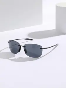 Unisex Fashion Glasses, Uv400 Protection, Classic Frameless Square Design, Casual Style, All Seasons Wear, Daily Use, Driving, Sports, Trendy Casual Sunglasses