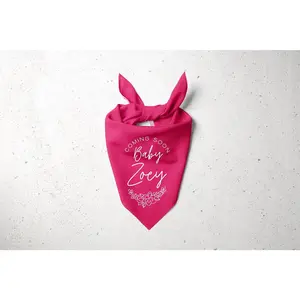 Custom Coming Soon Baby Name Soon to Be Big Sister Big Brother Birth Announcement Dog Bandana Scarf