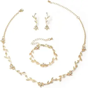 Crystal Bridal Jewelry Set for Women, Rhinestone Necklace Earrings Bracelet Set, Wedding Party Choker Jewelry