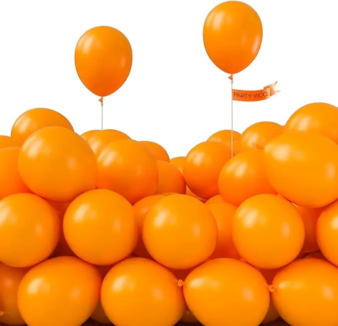 PartyWoo 50 Pcs 5-Inch Round Orange Rubber Latex Decorative Balloons - Mini Fall Tangerine Set with Hand Pump for Garland, Float Setup, Birthday Theme Clusters, Festive Party Supplies, Decorative Balloons Balloons