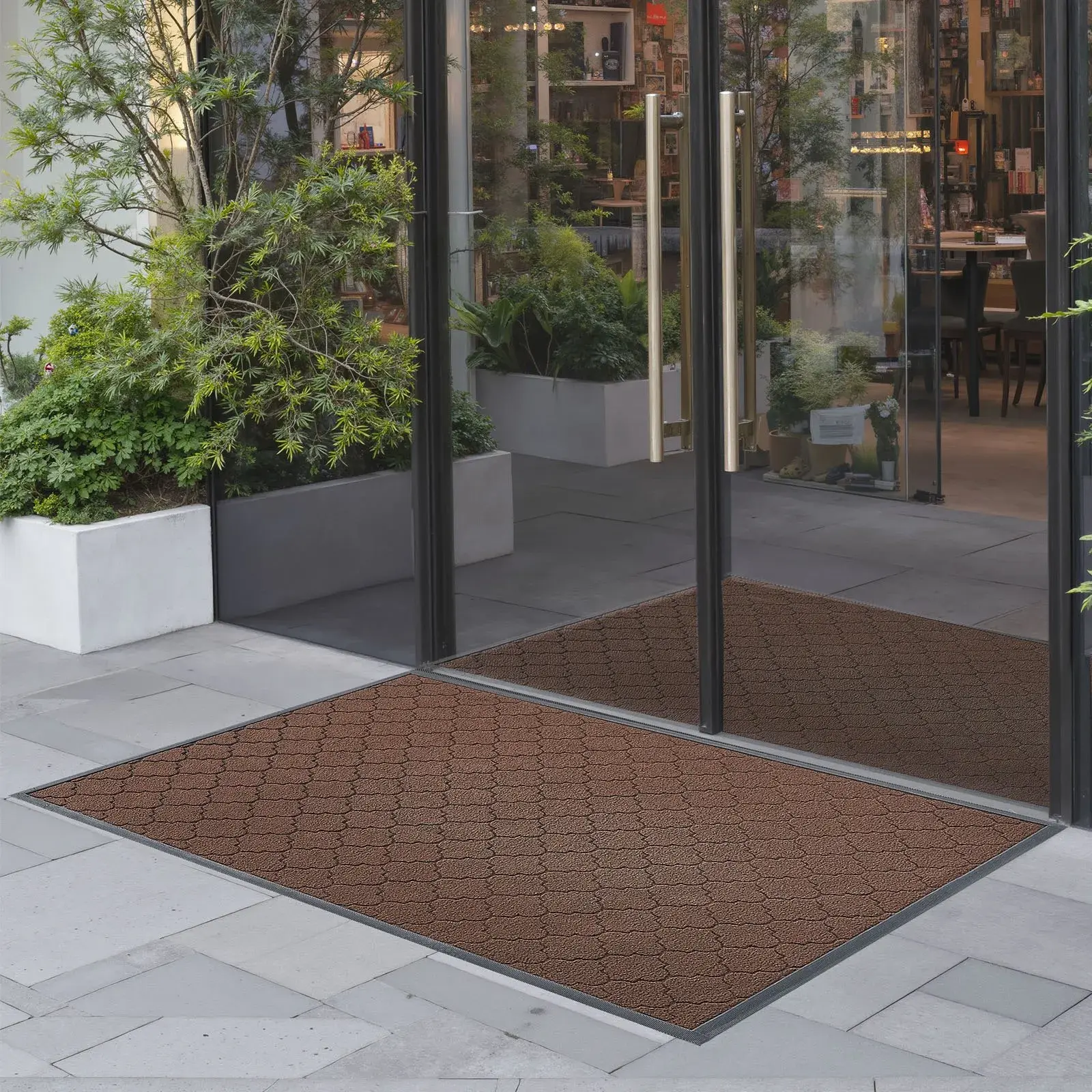 【Summerfinds】VEVOR Front Door Mat47x35 in Heavy Duty Commercial Rug with TPE BackingModern Stylish Stain Resistant Machine Washable Indoor Outdoor Carpet for HallwayGarageBrownStain Resistant RugMachine Washable Rug, Machine Washable Rug