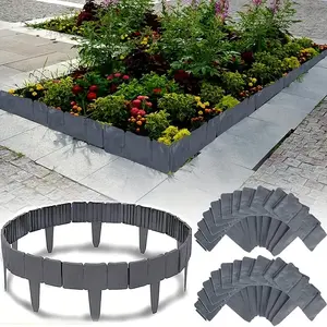 20pcs Modern Garden Edging Border Landscape Frame, Interlocking Gardening Fence, Stone Edge Design, Easy Assembly, Simple Fashion, Lawn, Home and Patio Decor