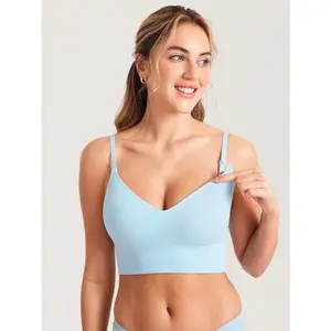 Momanda Ribbed V Neck Nursing Bralette Momanda Ribbed V Neck Nursing Bralette