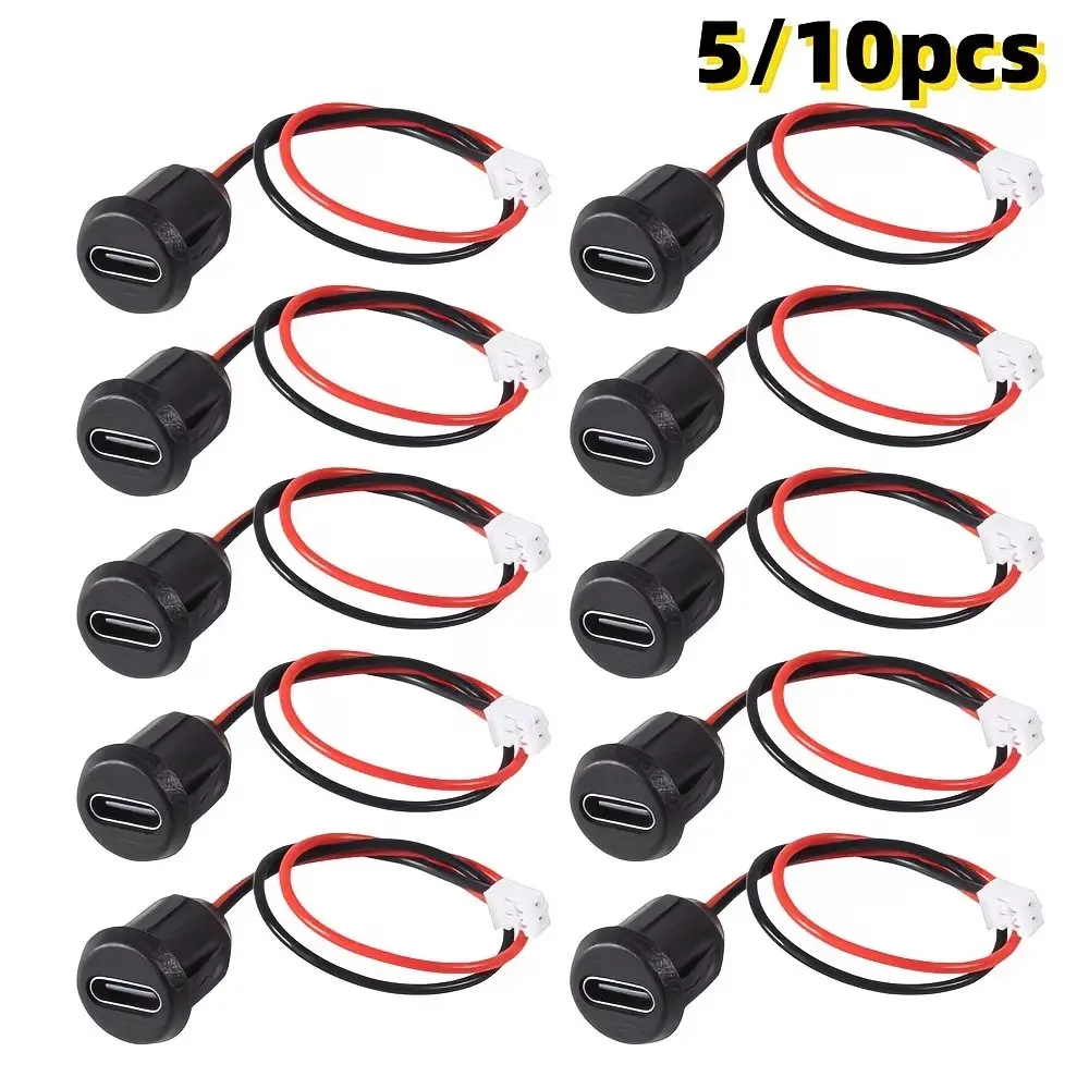 5pcs 2Pin USB Connector, Type-C Female Socket, Fast Charging Socket Charging Port, USB-C Charger Plug RV Plugs, Inlets & Receptacles, USB Ports Socket
