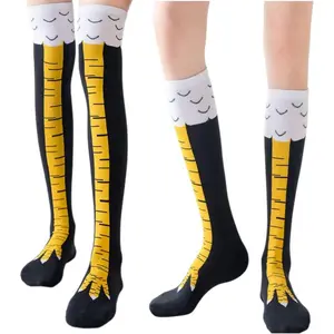 2 Pair Chicken Leg Socks, 3D Novelty Cute Funny Knee-High & Mid-Calf Chicken Costume Feet Socks, Animal Paw Sock for Women Men, Thanksgiving Christmas Birthday Party Stocking Stuffer Gifts