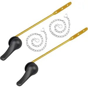 Toilet Handle Replacement Kit, 2-Pack Toilet Lever Flush Handle, Toilet Flusher Handle Lever with Stainless Steel Flapper Chain, Front Mount Toilet Trip Levers Fit for Most Toilet Tanks, Matte Black