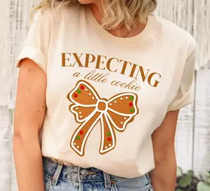 Expecting A Little Cookie T-Shirt - Christmas Pregnancy Announcement Shirt, Christmas Pregnancy Reveal Tshirt, Christmas Maternity T Shirt, Baby Reveal Shirt, Christmas Shirts