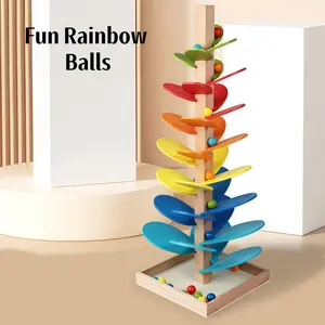 Wooden Rainbow Ball Music Track Tree Early Education Toy, Preschool Learning Tool, Montessori Sensory Training, Sensory Playset, Stem Learning, Unisex Birthday Gift