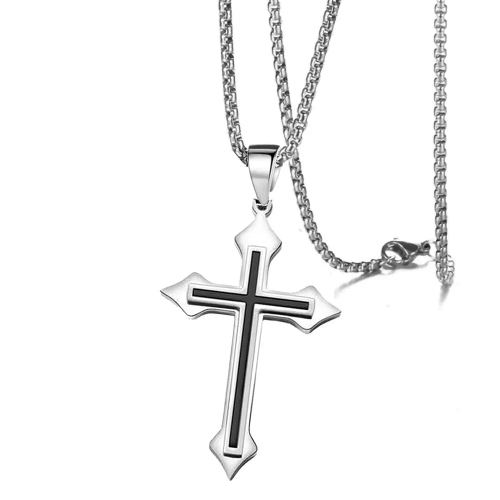 Fashionable punk style men's and women's cross pendant necklace female hip-hop versatile men's trendy sweater chain gift