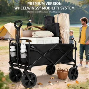 450 lbs Load Collapsible Folding Wagon with Foldable Design, All-Terrain 360° Brake-Equipped Wheels, Adjustable Handle – Versatile Outdoor Utility Cart for Camping, Beach | tiktokshopspringglowup, summervibes, outdoorfun