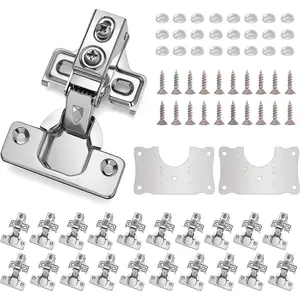 Cabinet Hinges - 24 Pack for 1/2 inch Overlay Cabinet,  Frame Concealed 105Deg Self Closing Hinges, Stainless Soft Close Cabinet Door Hinges with Mounting Screws and Repair Plate