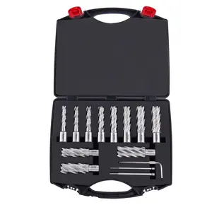 【Summervibes】VEVOR Annular Cutter Set, 13 pcs Weldon Shank Mag Drill Bits, 7/16" to 1-1/16" Cutting Diameter, 2" Cutting Depth, M2AL HSS, with 2 Pilot Pins, Hex Wrench and Portable Case, for Using with Magnetic Dr