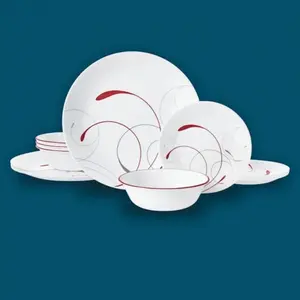 Corelle Splendor, White and Red Round 12-Piece Dinnerware Set
