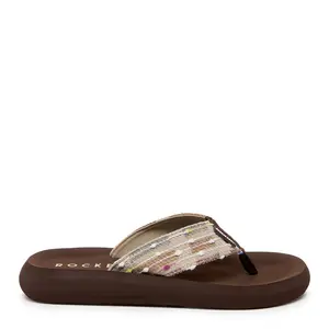 Women's Brown Multi-Woven Platform Flip Flop - Comfortable Footwear, Stylish Sandal Shoe
