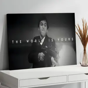 Iconic "The World Is Yours" Tony Montana Scarface Poster - A Motivational Wall Art Masterpiece. An Inspiring Addition for Any Space  .cover art poster. Decor Room
